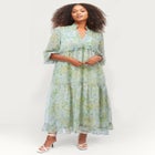 Sheer Maxi Dress With Ruffled Trim image number null