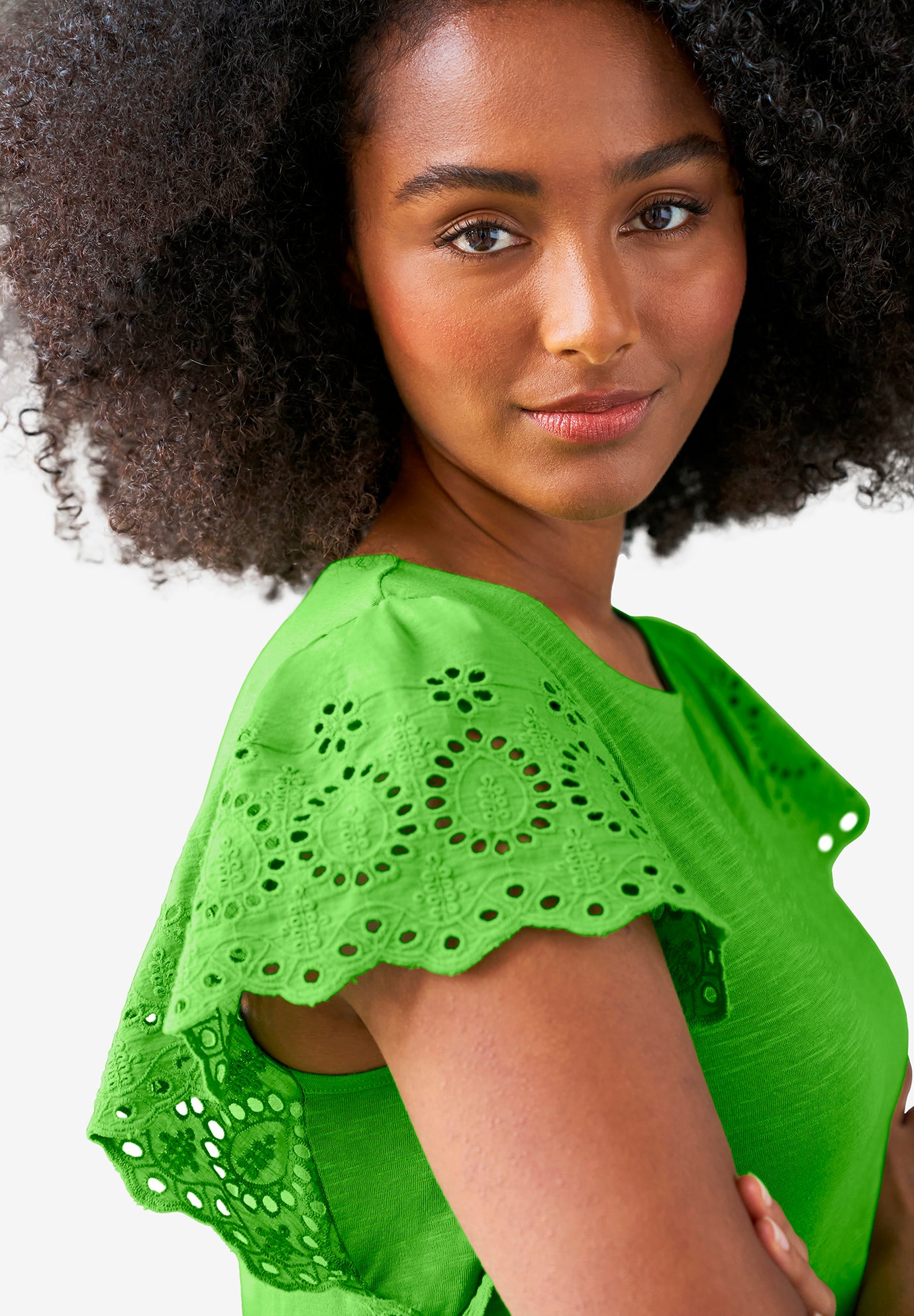 Eyelet Cap Sleeve Tee image number 2