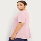 Stretch Jersey Knit A-Line Relaxed V-Neck Short Sleeve Tunic image number null