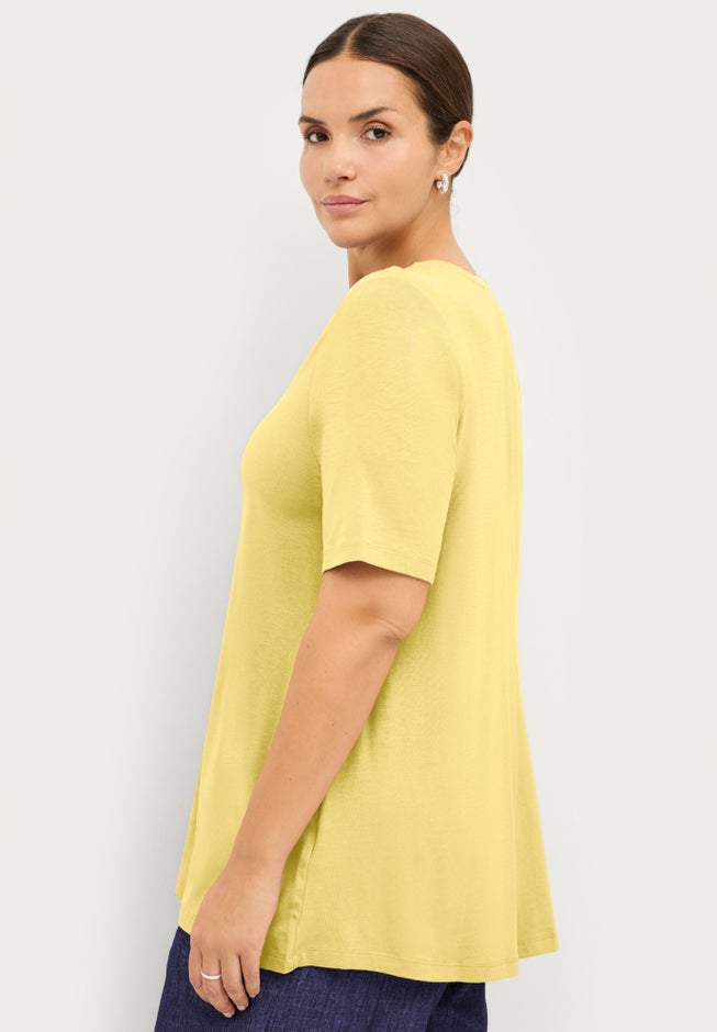 Stretch Knit V-neck Short Sleeve Tunic image number 1