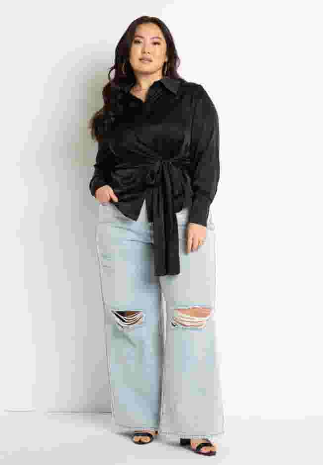 Satin Collared Blouse with Bow image number 4