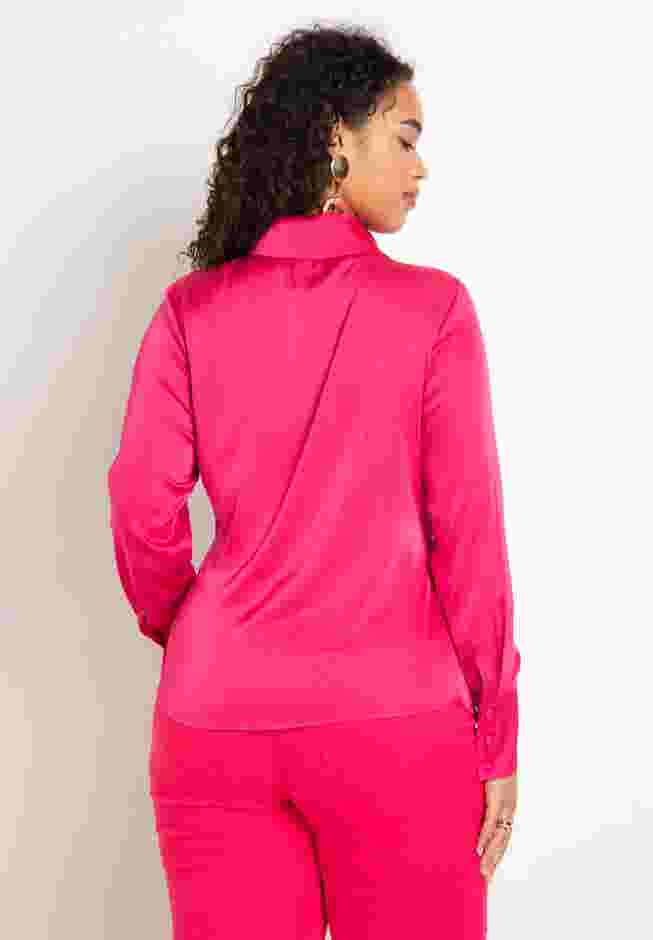 Satin Collared Blouse with Bow image number 1