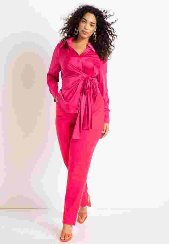Satin Collared Blouse with Bow image number 2