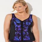 Chlorine Resistant Sweetheart Zip Front Tankini Top image number null