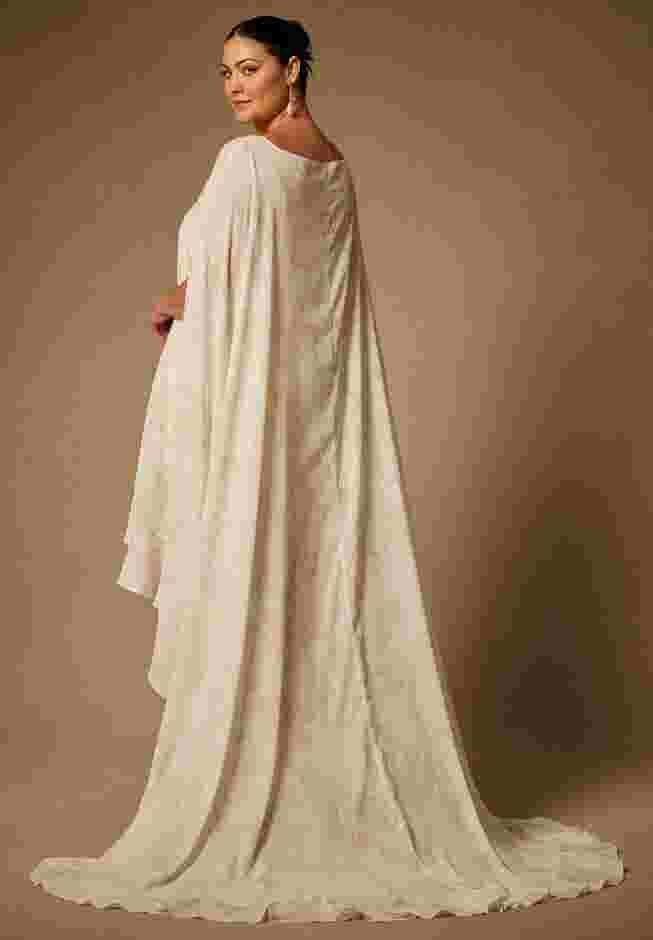 Bridal by ELOQUII Mini Dress With Cape Overlay image number 1