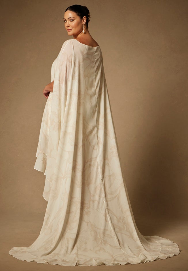 Bridal by ELOQUII Mini Dress With Cape Overlay image number 1