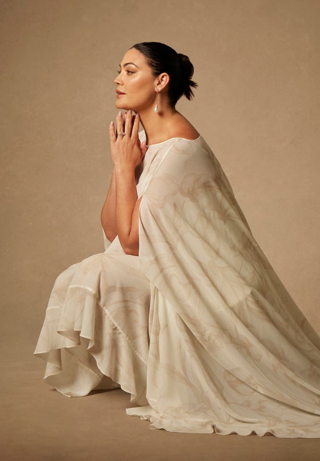 Bridal by ELOQUII Mini Dress With Cape Overlay image number 3