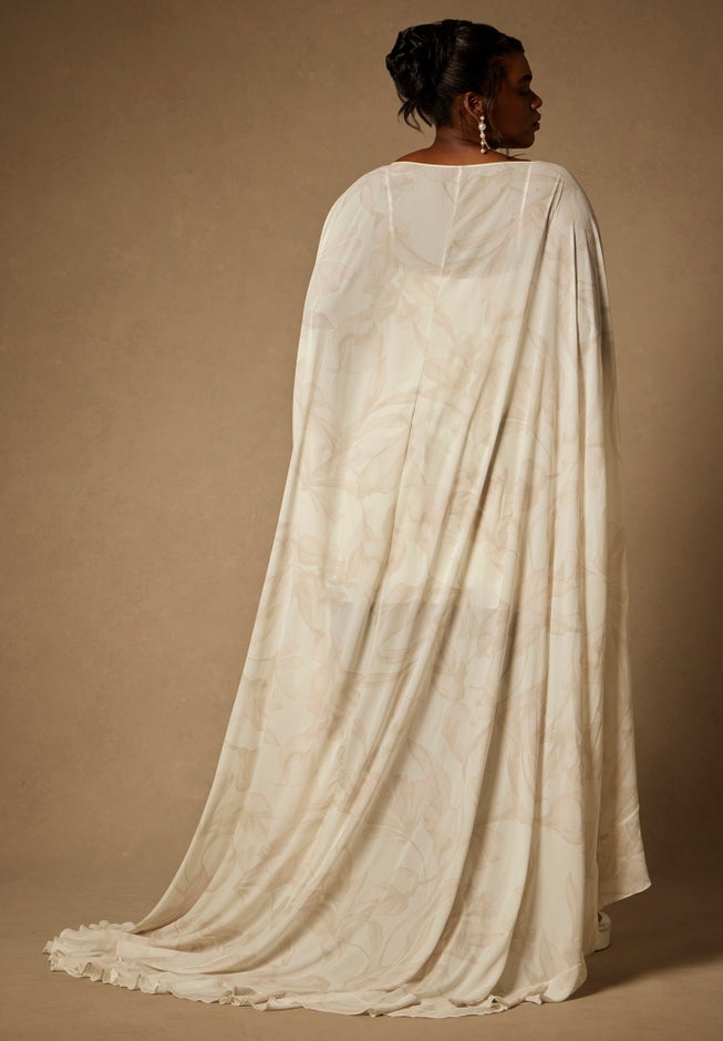 Bridal by ELOQUII Mini Dress With Cape Overlay image number 5