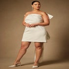 Bridal by ELOQUII Strapless Mini Dress With Draped Train image number null