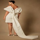 Bridal by ELOQUII Strapless Mini Dress With Draped Train image number null