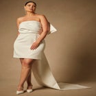 Bridal by ELOQUII Strapless Mini Dress With Draped Train image number null