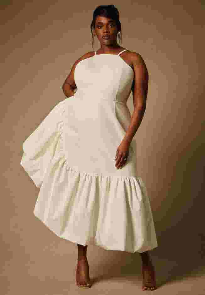 Bridal by ELOQUII Midi Flounce Dress image number 0