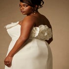 Bridal by ELOQUII Strapless Mini Dress With Rosette image number null