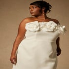 Bridal by ELOQUII Strapless Mini Dress With Rosette image number null