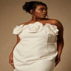 Bridal by ELOQUII Strapless Mini Dress With Rosette image number null