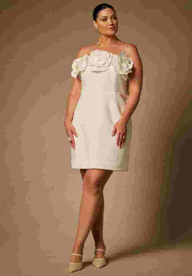 Bridal by ELOQUII Strapless Mini Dress With Rosette image number 5