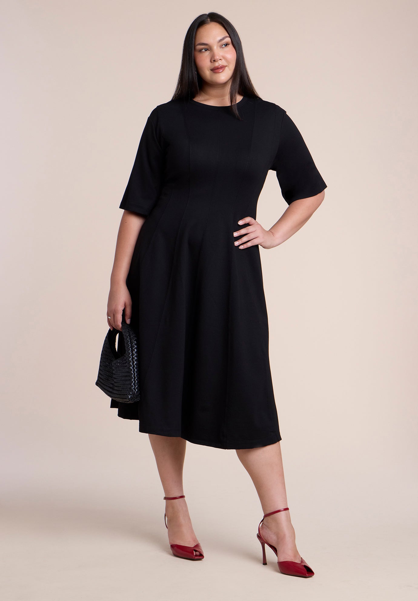 Seam Detail Ponte Workwear Midi Dress image number 0