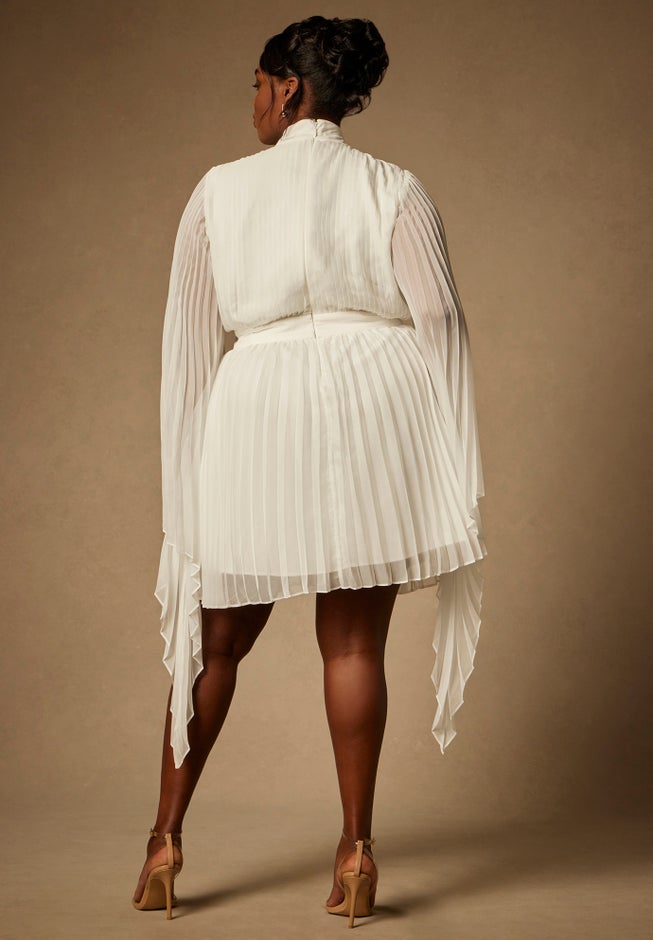 Bridal by ELOQUII Pleated Mini With Full Sleeve image number 1