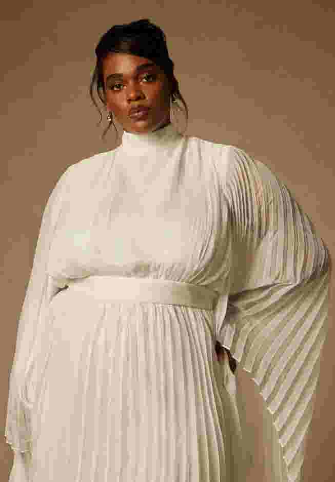 Bridal by ELOQUII Pleated Mini With Full Sleeve image number 2