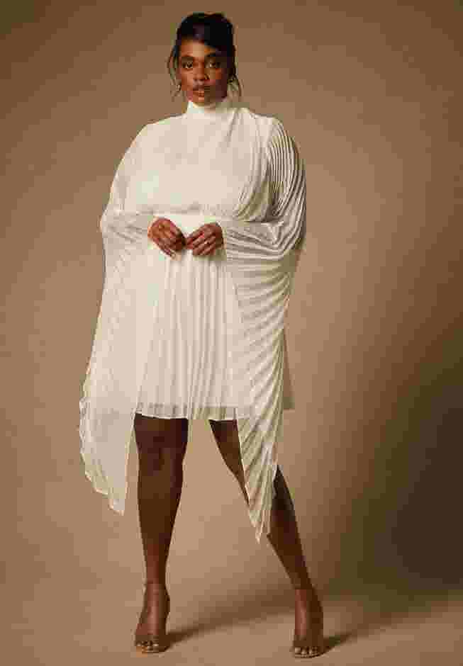 Bridal by ELOQUII Pleated Mini With Full Sleeve image number 0