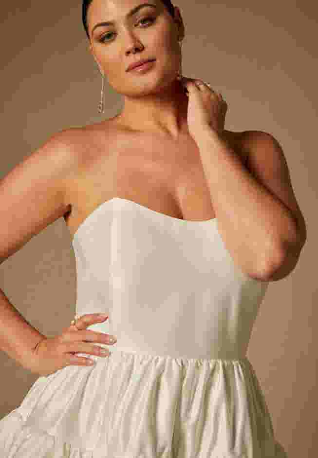 Bridal by ELOQUII Mini Flare Dress With Structured Bodice image number 2