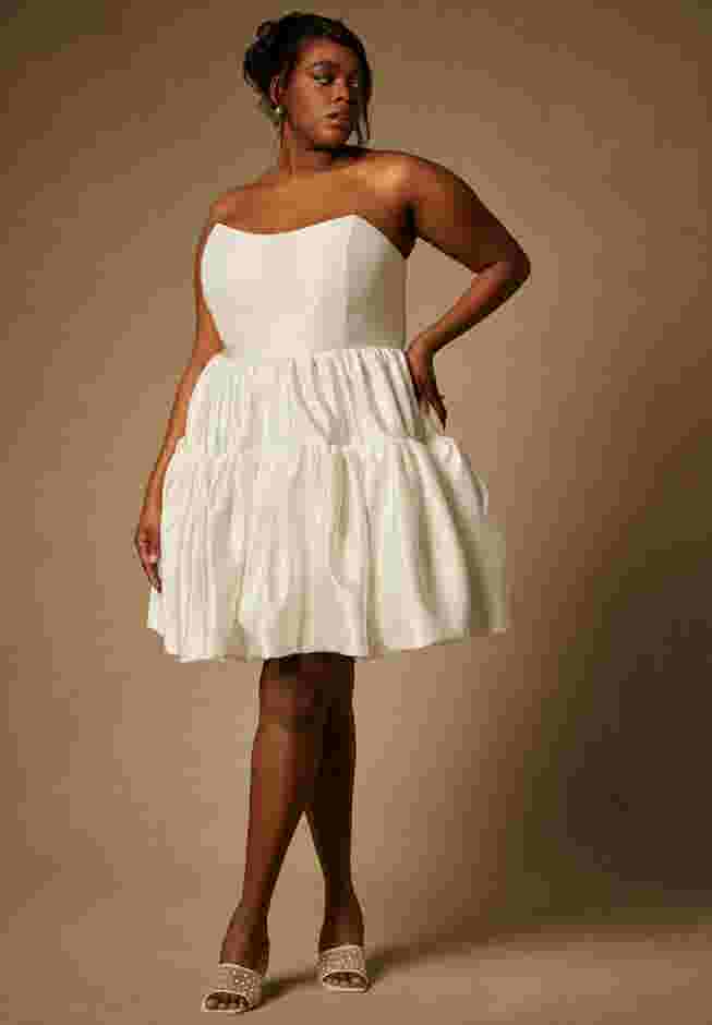 Bridal by ELOQUII Mini Flare Dress With Structured Bodice image number 4