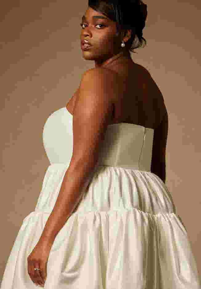 Bridal by ELOQUII Mini Flare Dress With Structured Bodice image number 6