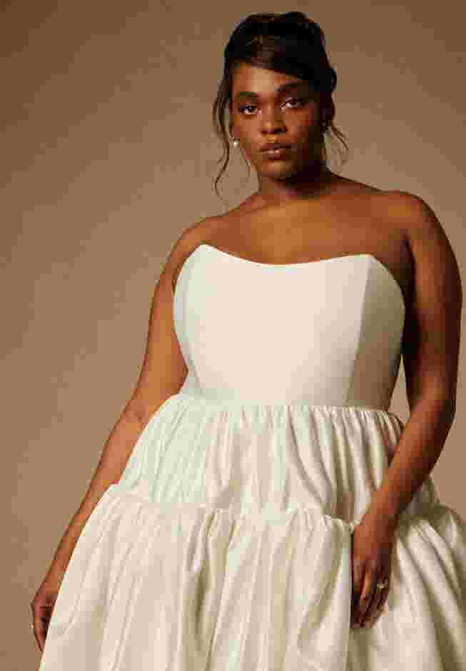 Bridal by ELOQUII Mini Flare Dress With Structured Bodice image number 7