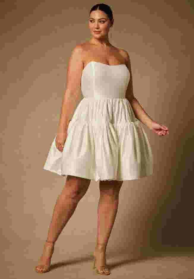 Bridal by ELOQUII Mini Flare Dress With Structured Bodice image number 0