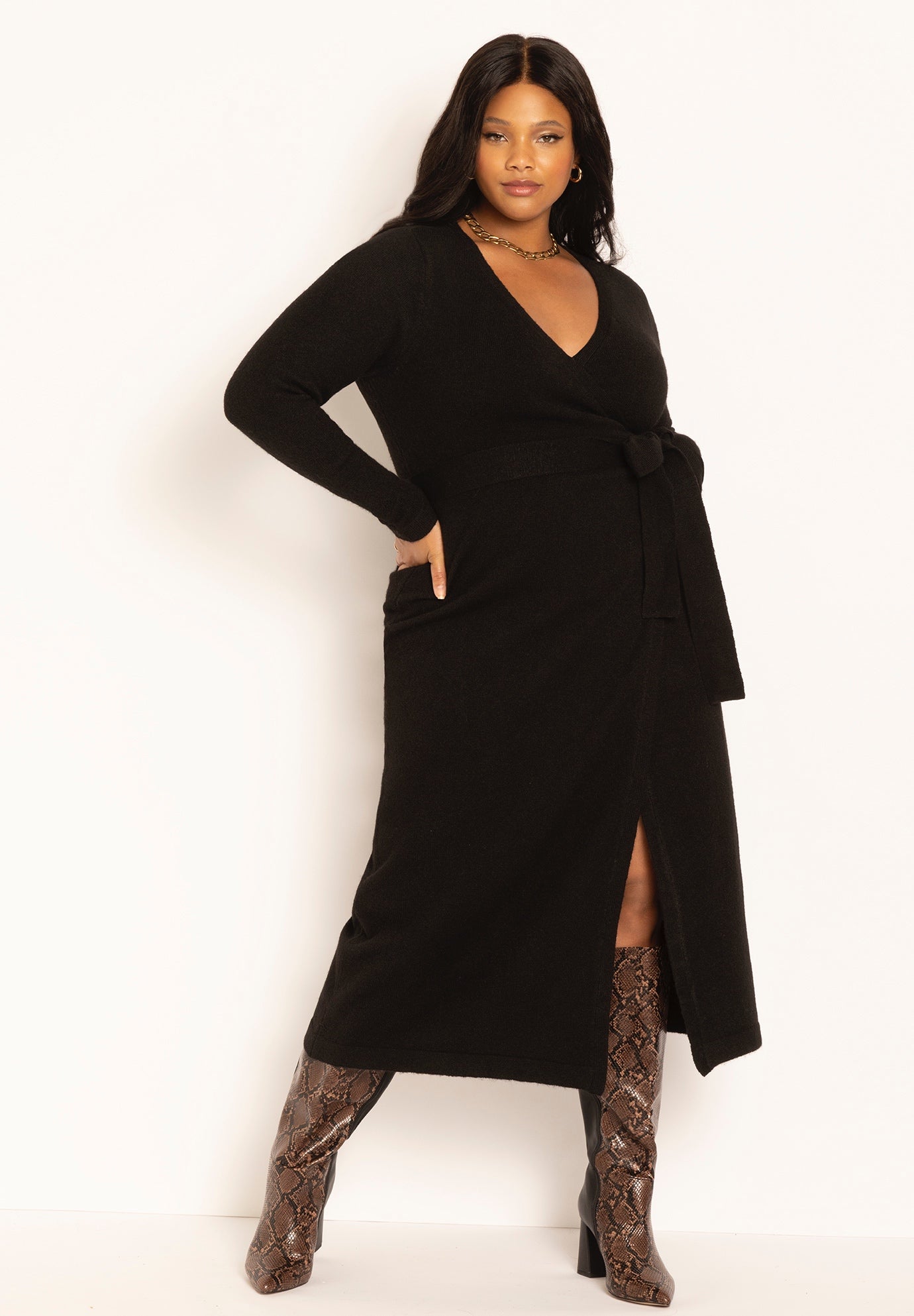 Sweater Wrap Dress image number 0