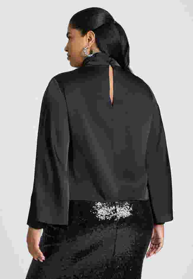 Cuffed Kimono Sleeve Mockneck Blouse image number 1