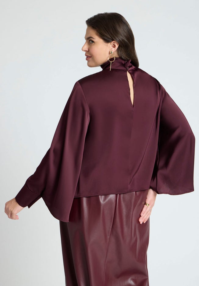 Cuffed Kimono Sleeve Mockneck Blouse image number 1