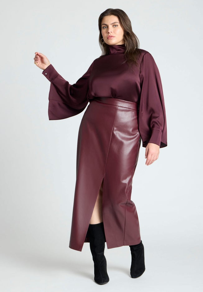 Cuffed Kimono Sleeve Mockneck Blouse image number 2