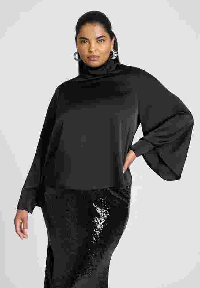 Cuffed Kimono Sleeve Mockneck Blouse image number 0
