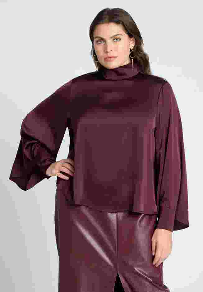 Cuffed Kimono Sleeve Mockneck Blouse image number 0