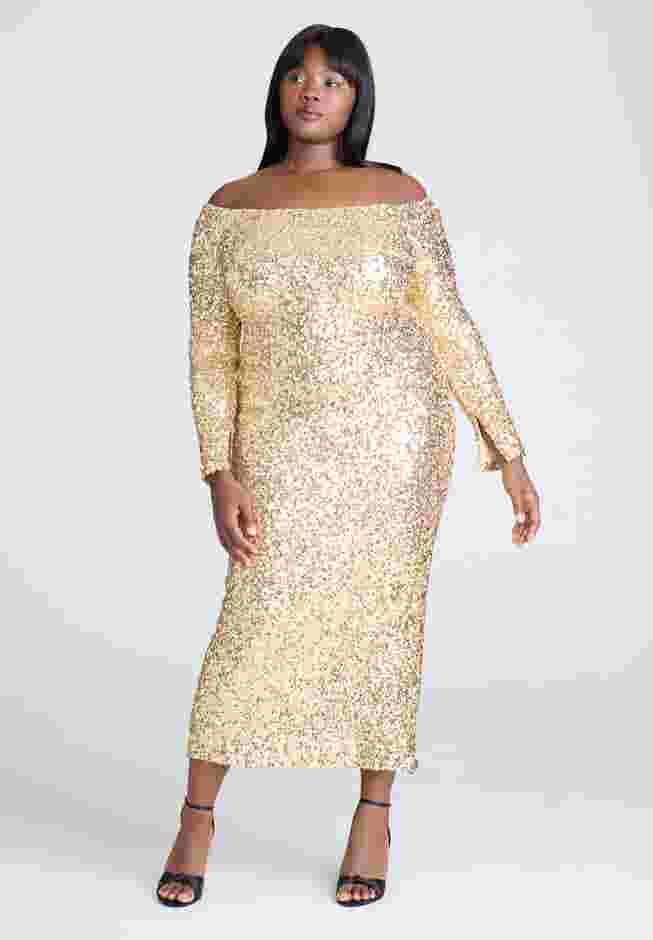 Off The Shoulder Sequin Column Dress image number 1