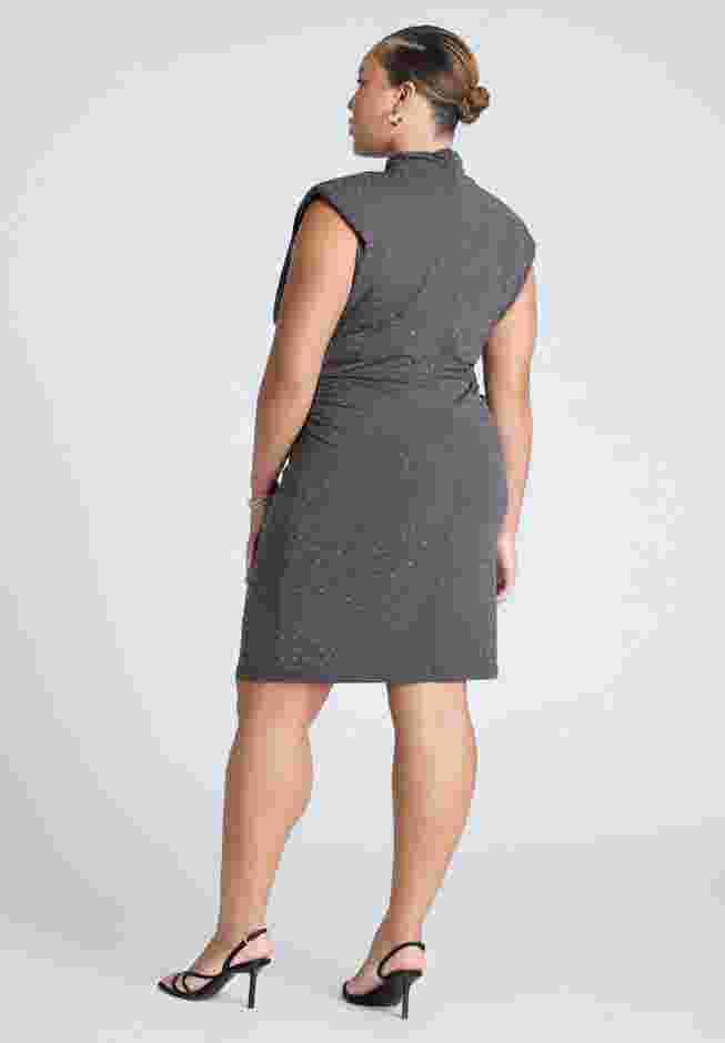 Draped Neck Rhinestone Mini Dress image number 3