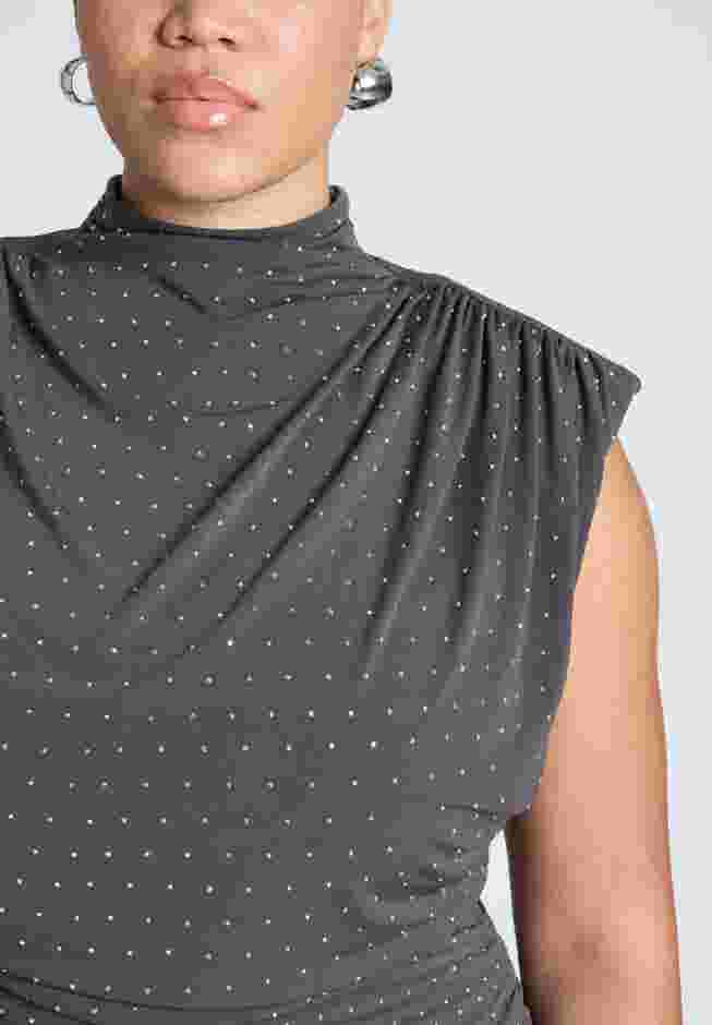 Draped Neck Rhinestone Mini Dress image number 5
