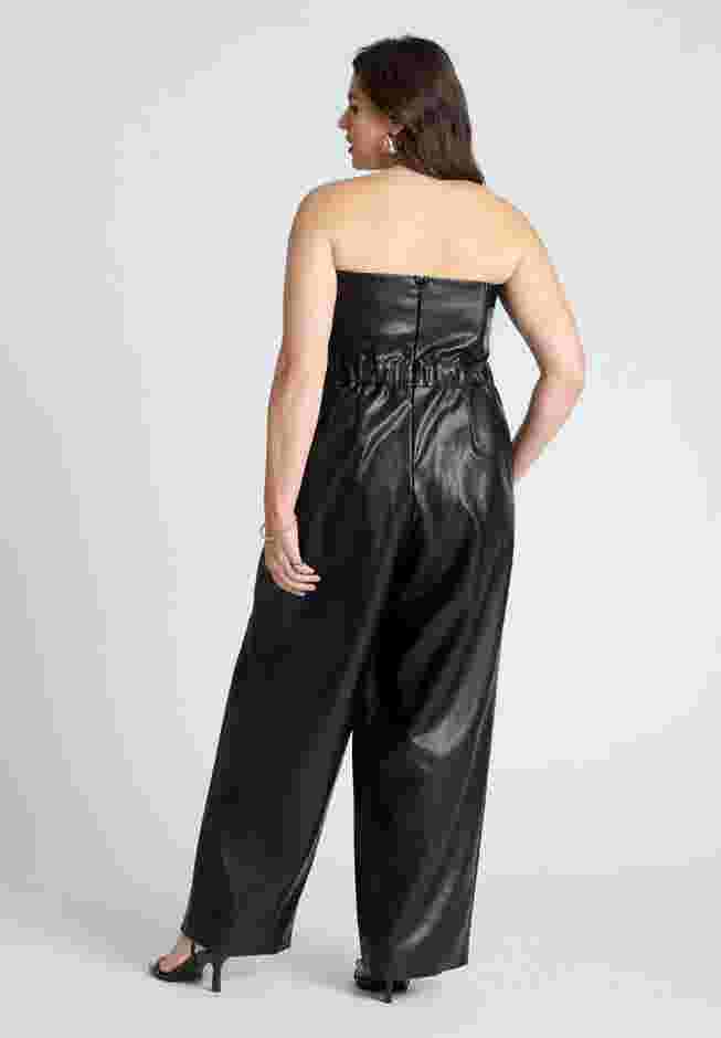 Strapless Faux Leather Jumpsuit image number 1