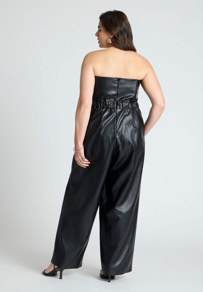 Strapless Faux Leather Jumpsuit image number 1