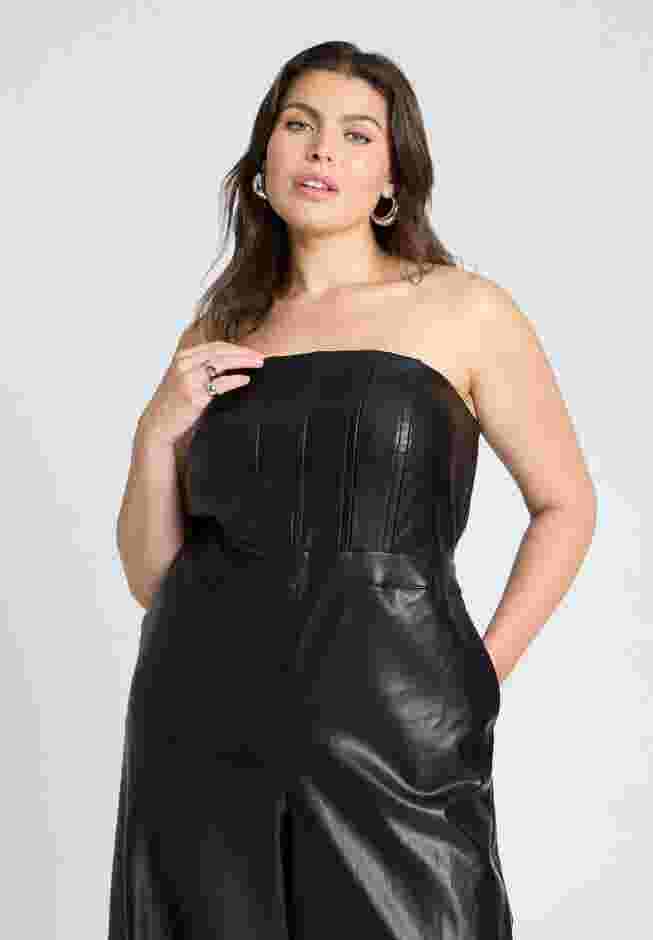 Strapless Faux Leather Jumpsuit image number 2