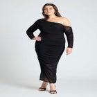 Ruched Asym Maxi Dress image number null