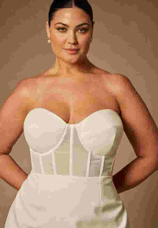 Bridal by ELOQUII Sheer Bodice Structured Dress image number 5