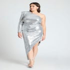 Strong Shoulder Sequin Dress With Slit image number null