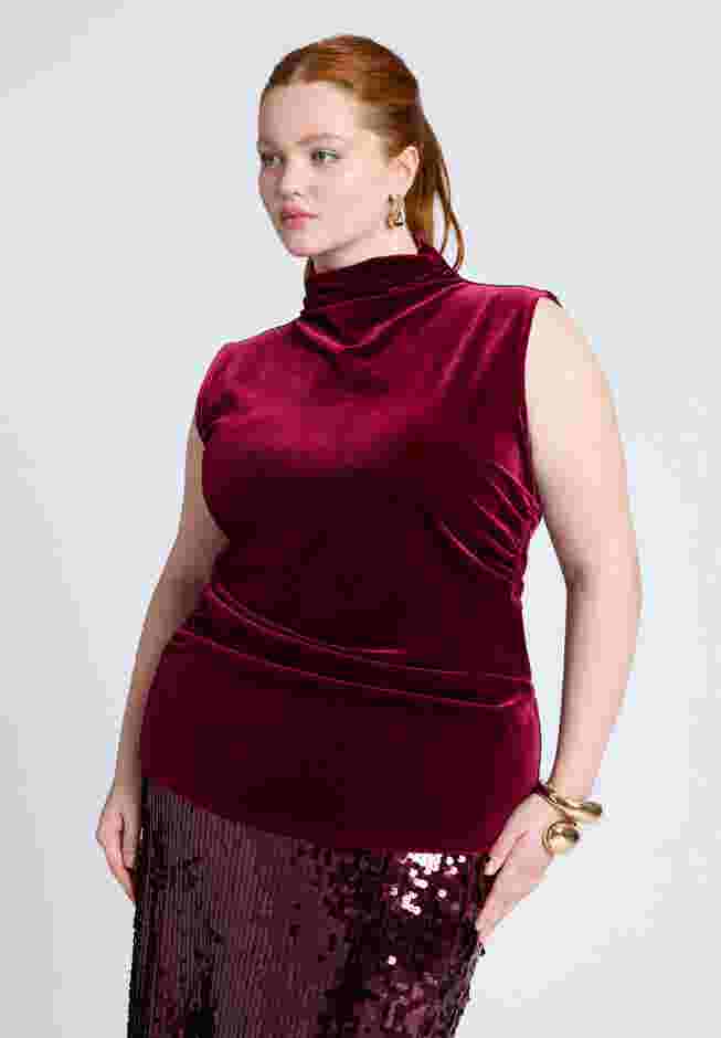 Funnel Neck Velvet Shell image number 0