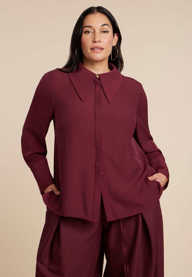 Pointed Collar Button Up Shirt image number 1