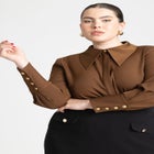 Pointed Collar Button Up Shirt image number null