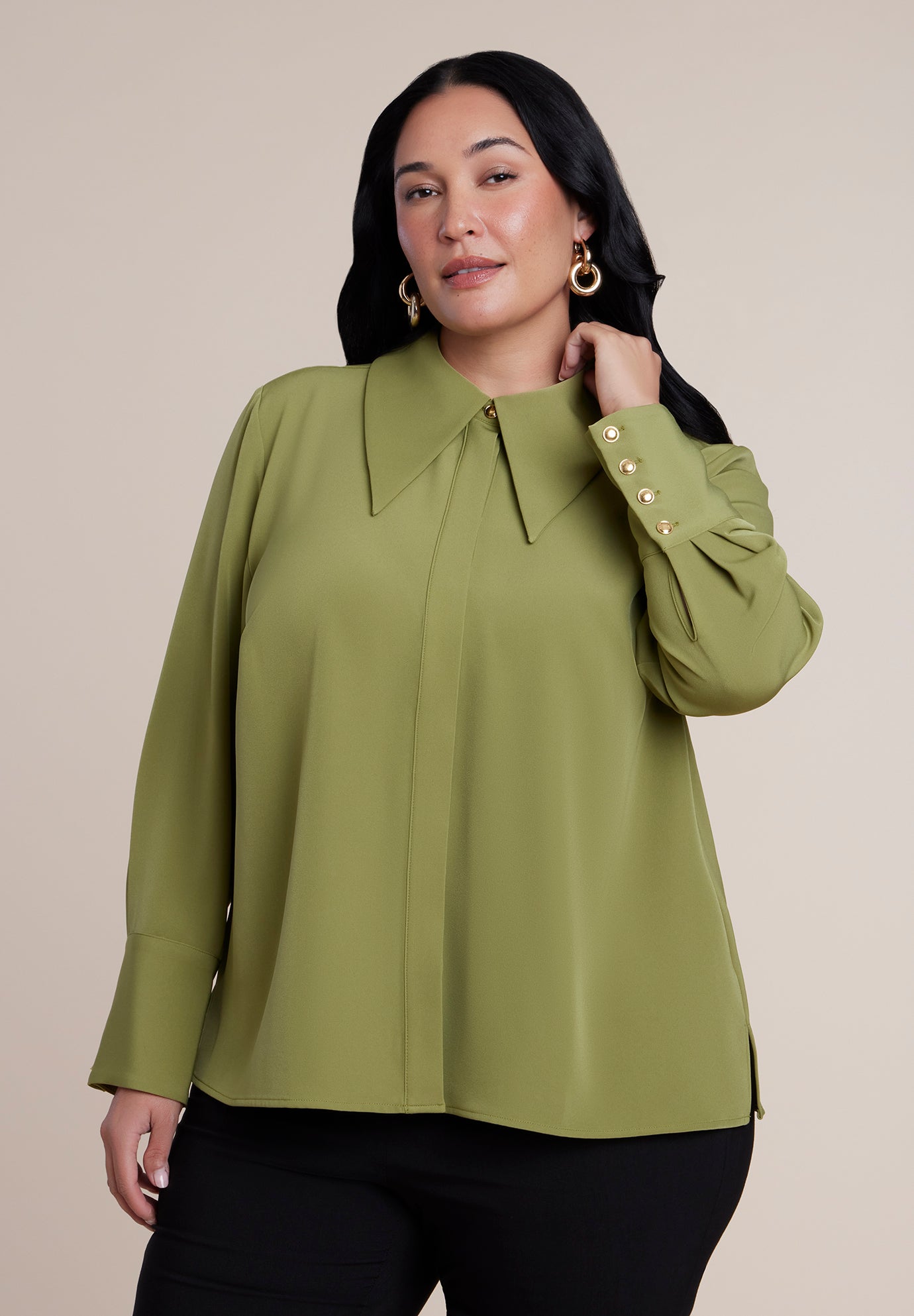Pointed Collar Button Up Shirt image number 0
