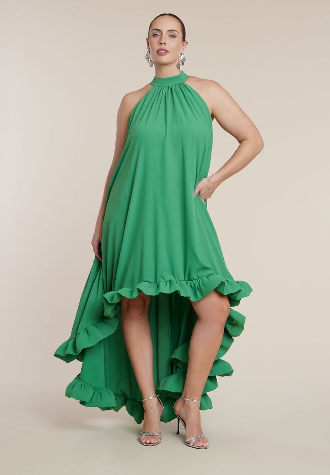  High Low Dramatic Ruffle Detail Dress image number 1