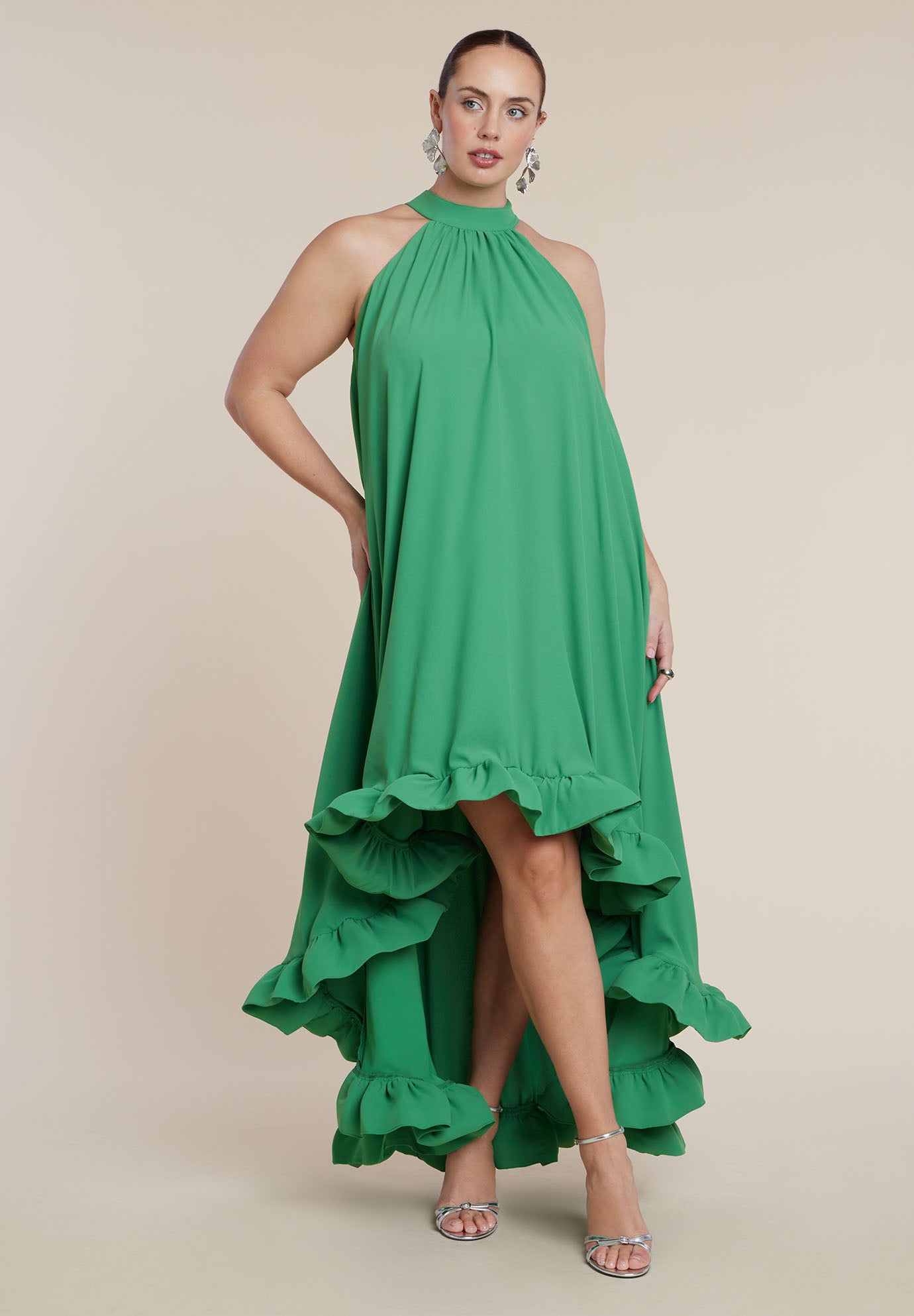  High Low Dramatic Ruffle Detail Dress image number 2
